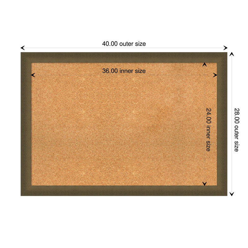 Natural Cork Bulletin Board with Bronze Beaded Frame