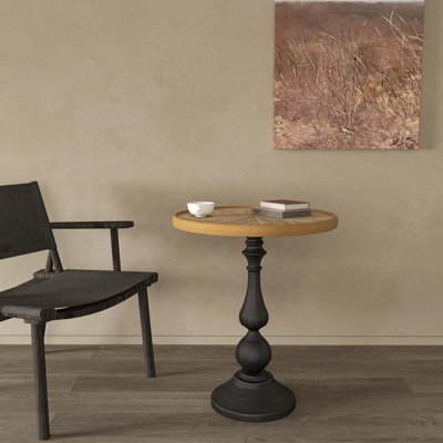 Tables de bout en bois, table d'appoint avec table d'appoint style maison de campagne rétro, petite table de bout ronde à piédestal, table de bout