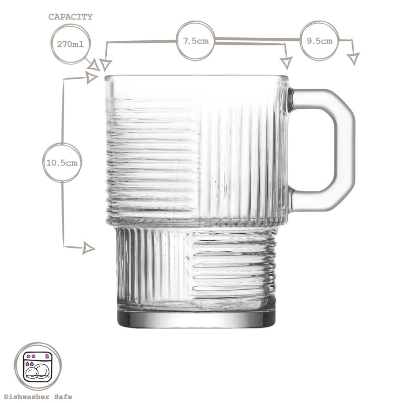 Helen Stacking Glass Coffee Cups - 270ml