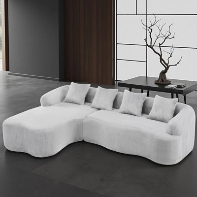 Boneless 104.7" L-Shaped Sectional Sofa With Chaise, 4-Seater Deep Seat Sofa Couch With 4 Pillows And Foam & Spring Support
