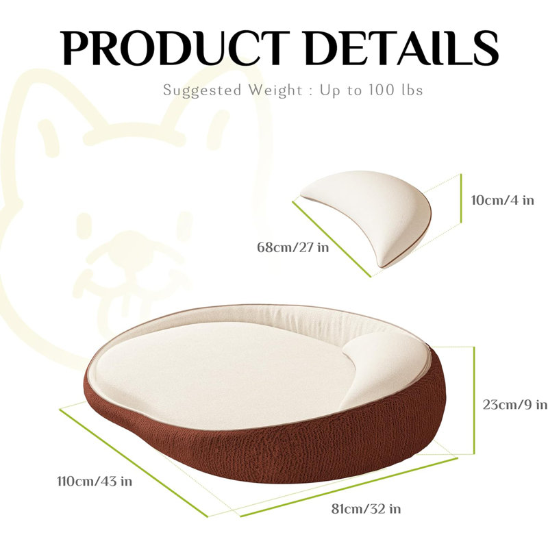 Orthopedic Microsuede Pet Bed, ‎Orange/Cream