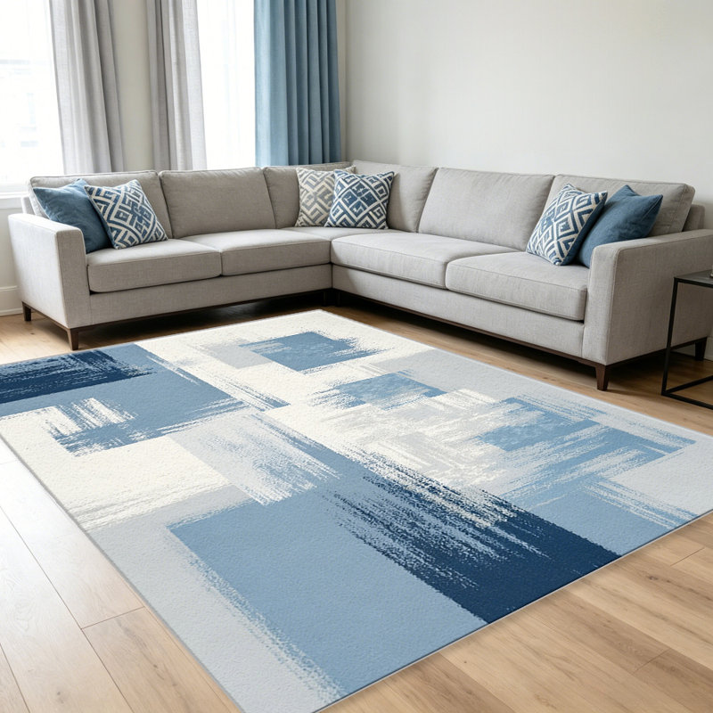 Blue Abstract Brush carpet-easy to clean, machine-washable, soft and comfortable; suitable for door mats, kitchens, living rooms, bedrooms, corridors, and laundry areas. Easy to clean, durable carpet for home decoration.