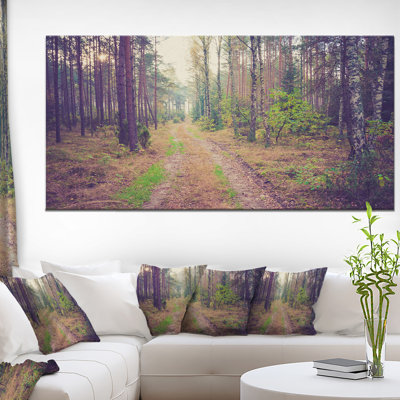 «Straight Pathway in Thick Forest», reproduction de photo sur toile tendue