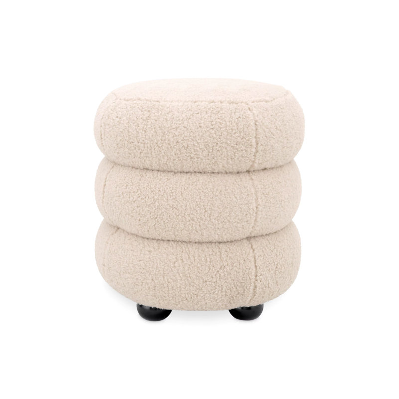 Tulum Round Ottoman, Brisbane Cream Polyester Blend