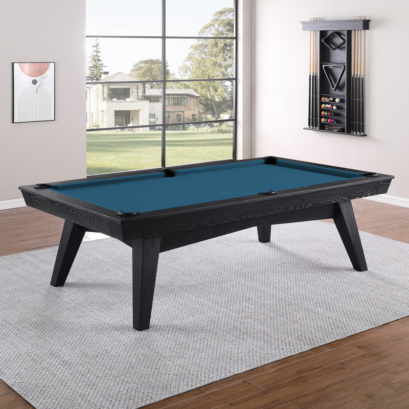 Table de billard sans ardoise ModArt, 7 pi, Bleu électrique, Bois de frêne noir