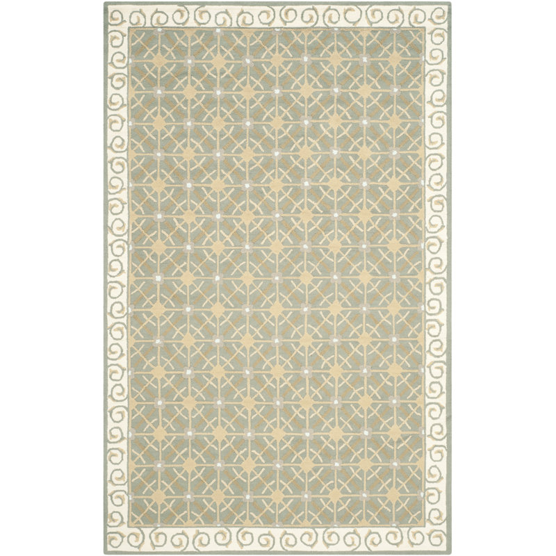Wykoff Hand Hooked Cotton Pile Oriental Rug, Rectangle 3'9" x 5'9"