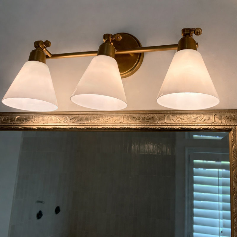 Arti 24-in Adjustable Three Light Bath Vanity with Cased Opal Shade, Heritage Brass