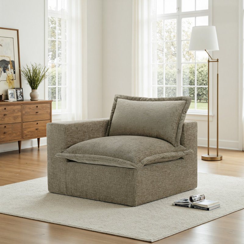 Upholstered Armchair, Camel