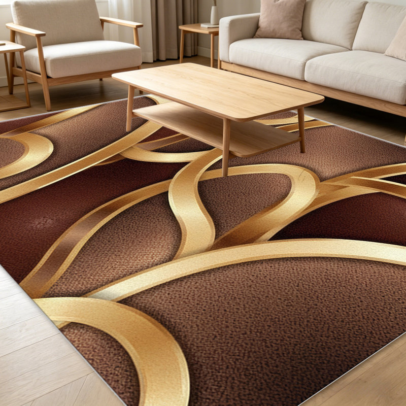 Brown Gold Abstract carpet-easy to clean, machine-washable, soft and comfortable; suitable for door mats, kitchens, living rooms, bedrooms, corridors, and laundry areas. Easy to clean, durable carpet for home decoration.