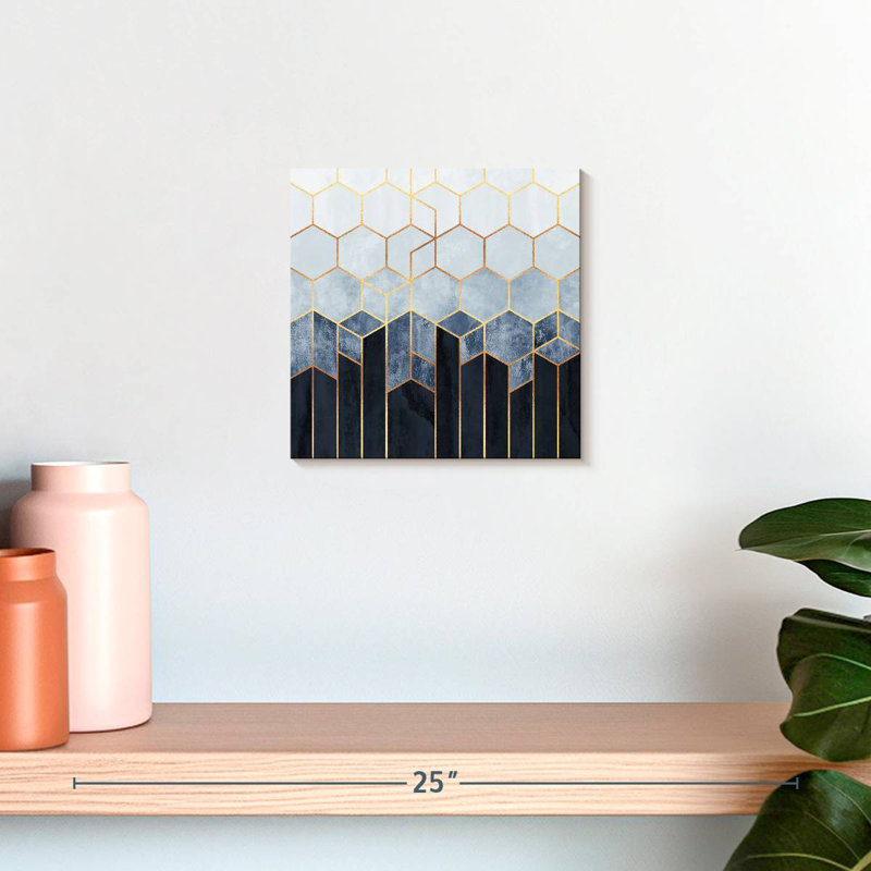 Soft Blue Hexagons, 10" H x 10" W