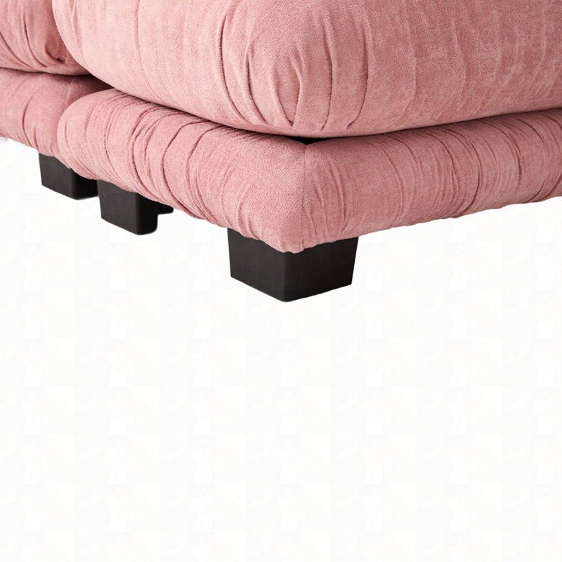 U Shape Cloud Couch With 2 Ottomans, Pink