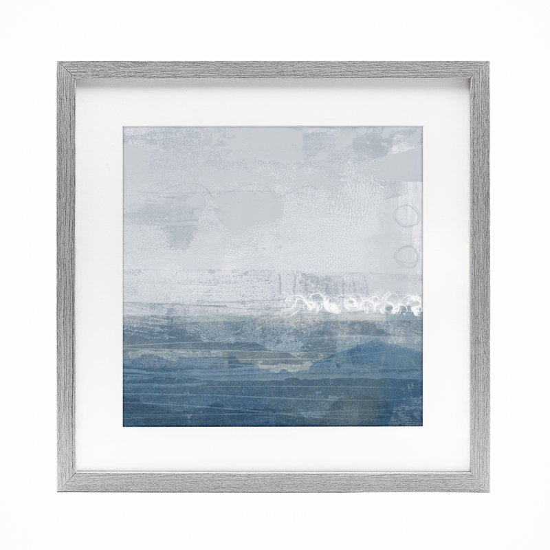 «Ocean Tide», reproduction abstraite encadrée sous verre, conception de Dan Meneely, Cadre de ferme gris, H 16 po x l 16 po