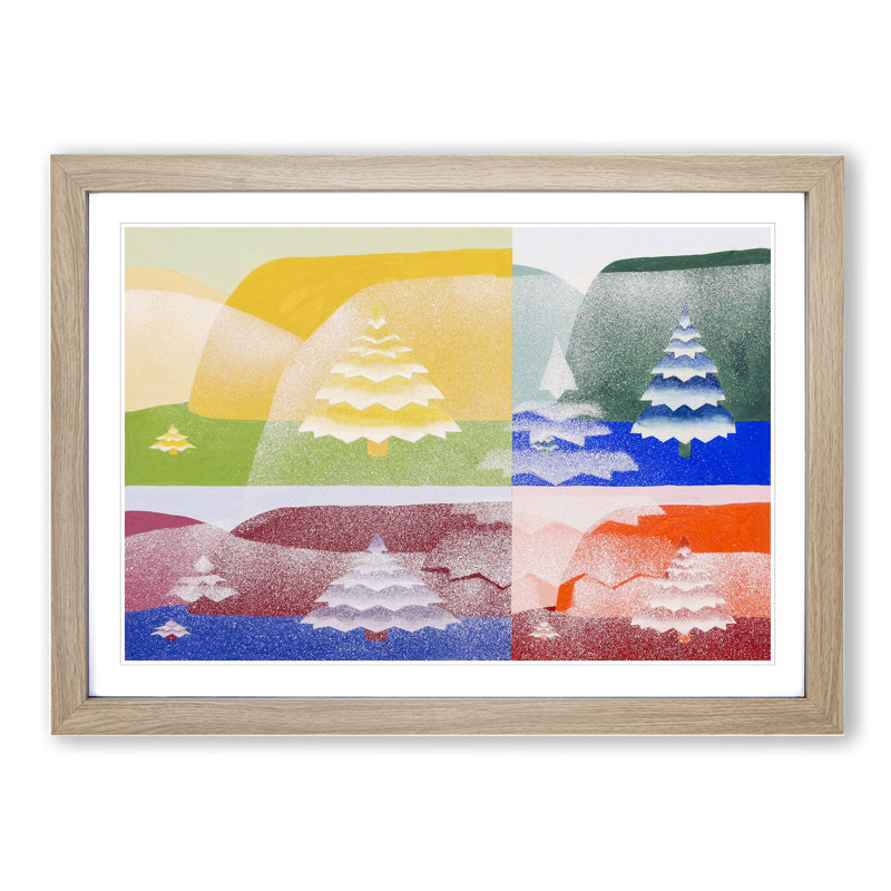 Trees by Joseph Schillinger - Picture Frame Painting, 27cm H x 36cm W x 2cm D, Oak