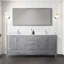 Meuble-lavabo double gris vieilli 72 po X P 22 po D, dessus en quartz blanc et ensemble de robinet-117978665