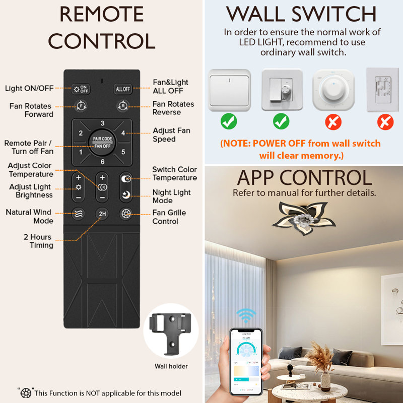 Modern Flush Mount Ceiling Fan With 25.2" Dimmable Led Light Kit, Rc, Reversible Blades, 6 Speeds - Swallow Tail