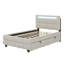 Lit simple tapissier avec cadre à DEL et 2 tiroirs-946017762