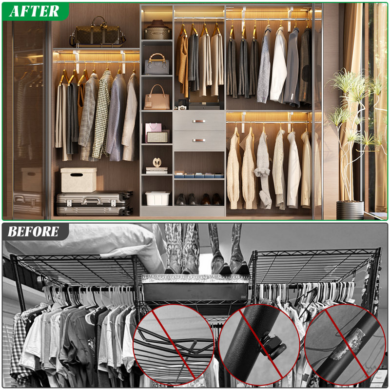 Système d'organisation 96 po avec tiroirs en bois Rhandy (peut être coupé sur mesure), Gris