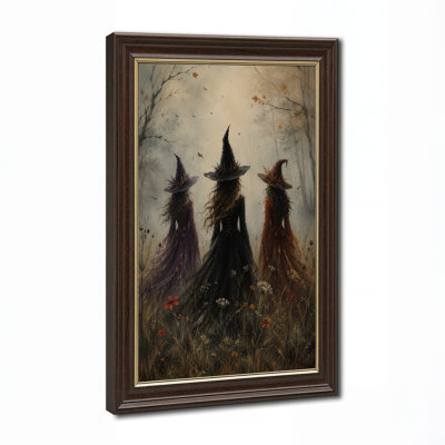 «Three Witches in Misty Autumn Forest», art mural sur toile