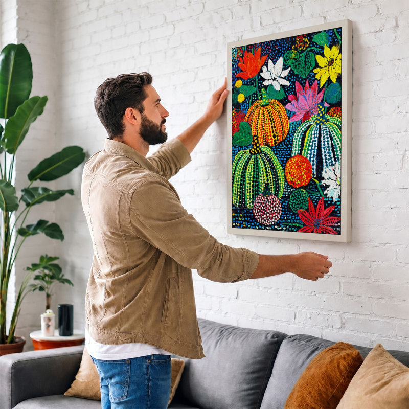 Cactus Garden Bloom Botanical 1 Piece Wrapped Canvas Wall Art, 30x20 - 76.2 x 50.8 cm, Teal Border