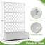 Boîte à fleurs surélevée en métal avec treillis en diamant et roulettes, lit de jardin extérieur avec drainage pour patio, balcon et petits espaces-2004957419-2004957420