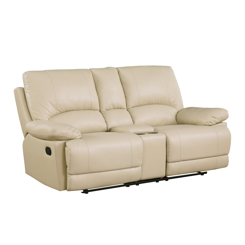 Leather-Air Recliining  Sofa, Beige Leather