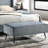 Wide Wale Blue Corduroy Bedroom Stool Element - Contemporary Bench With Metal Legs And Soft Upholstery Cozy Frame Inviting Seating