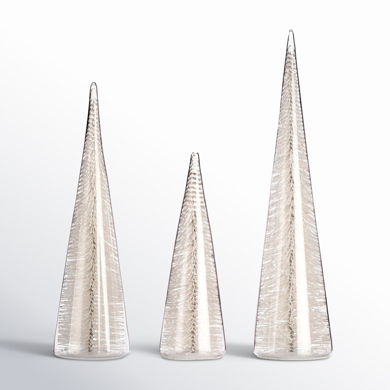 7/11/13" Bristle In Glass Tree Set of 3