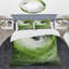 Ensemble de housse de couette vert et blanc Whsipering Abstract Spiral III - Abstract Spirals-101243063