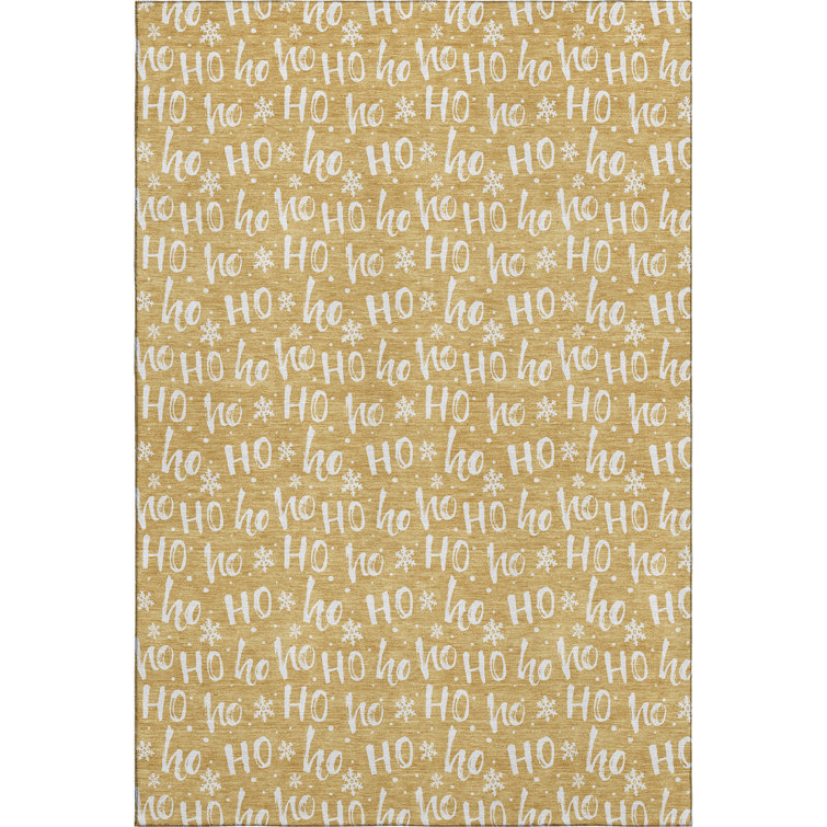 Premium Machine Washable Dockside AMF1814 HoHoHo Snowy Christmas Rug