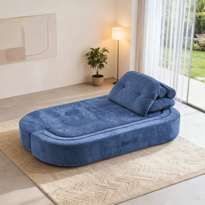 Canapé de sol moderne avec 2 coussins, canapé-lit convertible en tissu velours côtelé rembourré de mousse, aucun assemblage requis, coussin de canapé convertible se déplie en couette, matelas pliant pour salon, salle de jeux