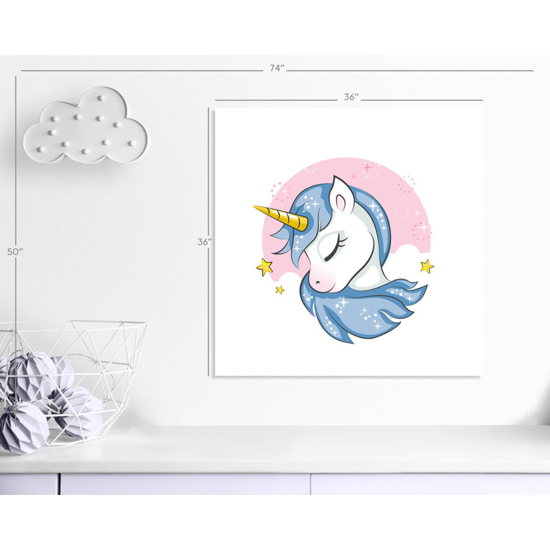 Impression sur papier Sparkly Unicorn, H 36 po x l 36 po x P 1 po, Papier