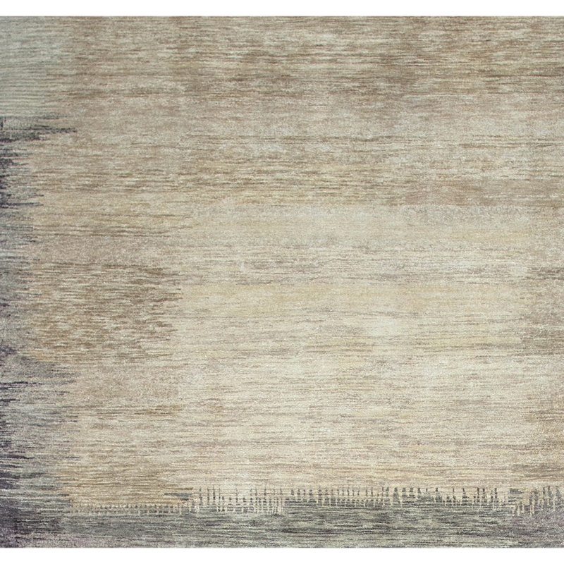 Hand Knotted Wool Area Rug in Beige/Gray/Blue/Brown, Rectangle 3' x 5'