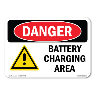 Battery Charging Area  Aluminum Sign 14" X 10"