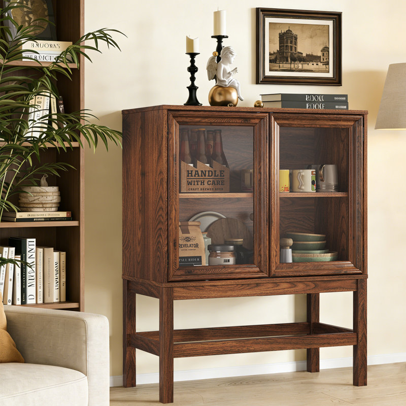 Mid Century Modern Sideboard Buffet Cabinet With Storage For Dining Room, Living Room, Walnut