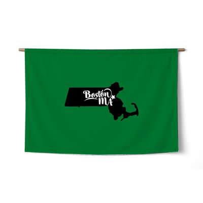 Douce demeure de Boston — Silhouette de l'État du Massachusetts — Tapisserie murale tissée au format paysage