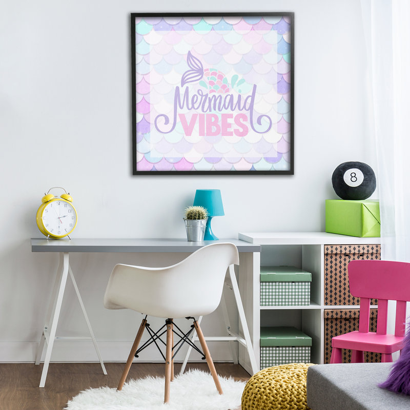 Pastel Mermaid Vibes, giclée encadrée, design par Kim Allen, H 24 po x l 24 po, Giclée encadrée noir minuit
