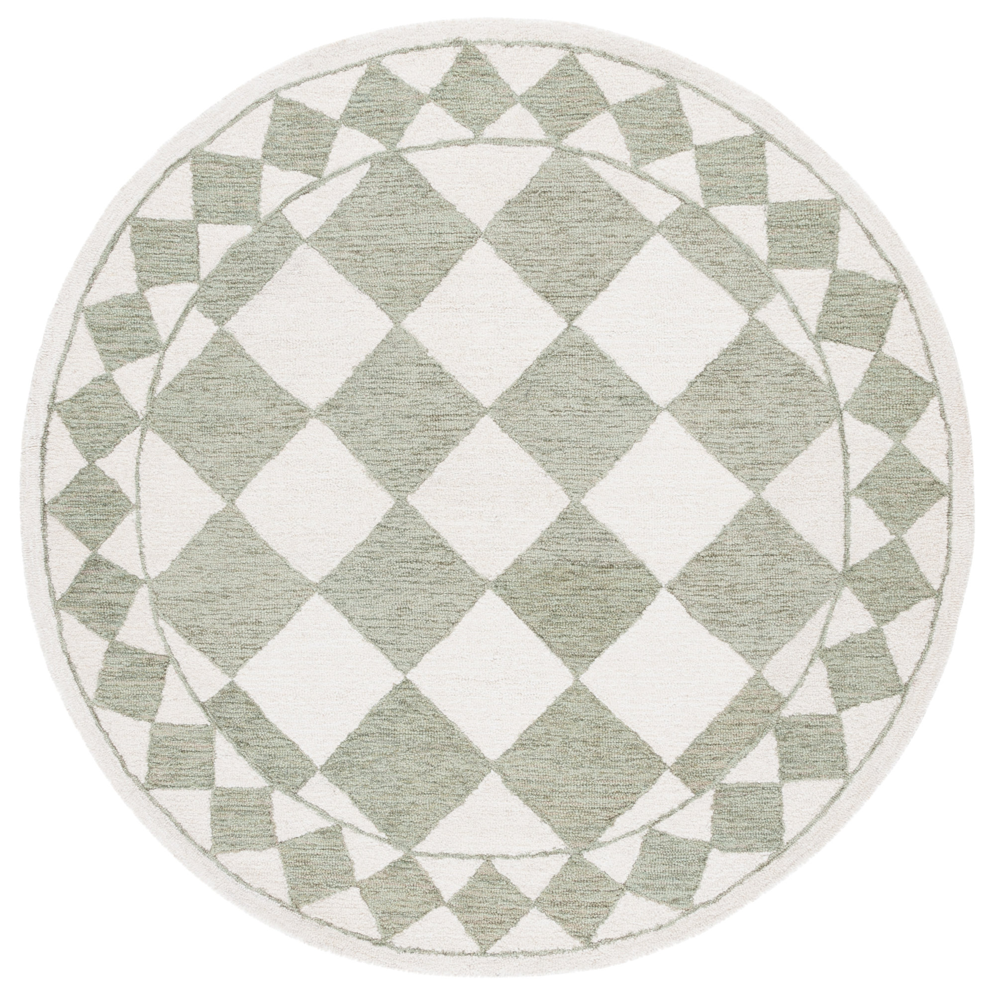Wharton Ebony Hand Tufted Performance Geometric Rug, Round 6'