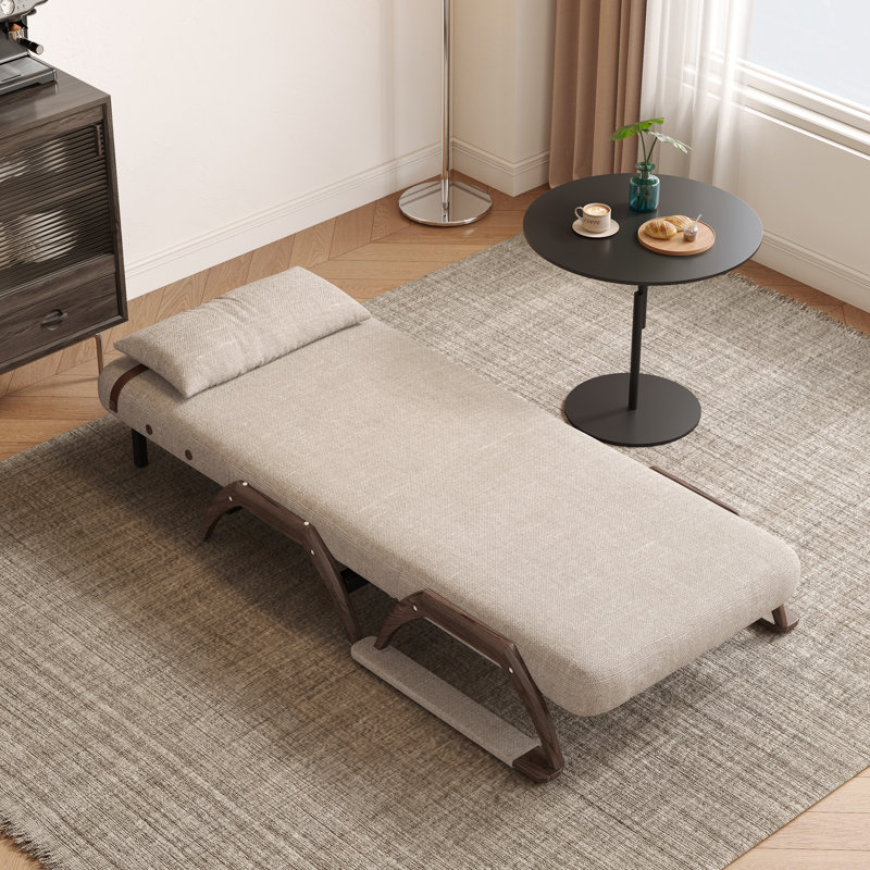 Fauteuil inclinable convertible 3-en-1 en chenille verte | Lit-couchette réglable à 5 positions, Beige