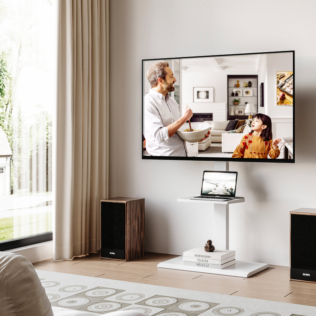 Akhia Modern Universal Swivel Floor TV stand for 50-80 inch TV with Sturdy Iron Base,Height Adjustment TV Mount,Holds up to 110Lbs Symple Stuff 