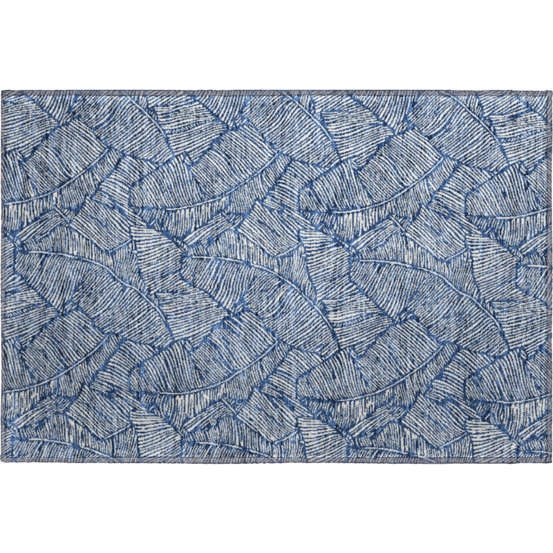 Premium Machine Washable Prisco Navy Rug, Rectangle 1'8" x 2'6"