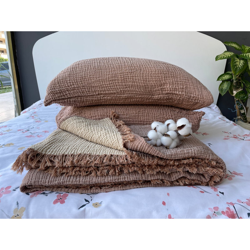 Taie décorative 100% coton, Simple, Brun