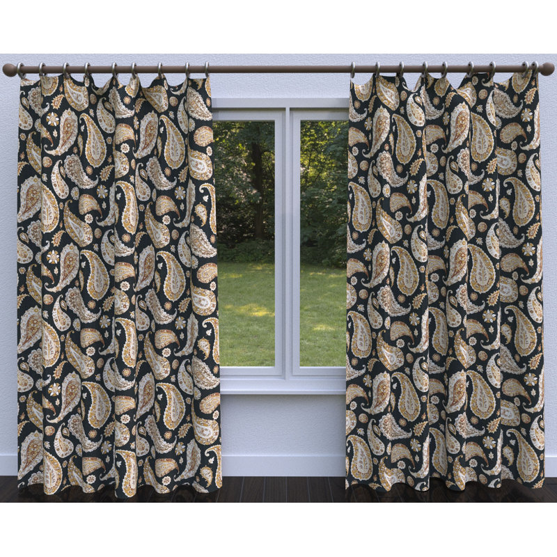 Tissu d’impression motif cachemire, Brun / Noir