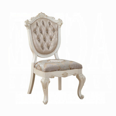 Ensemble de 2 chaises d'appoint Cheny, similicuir, beige perle baroque