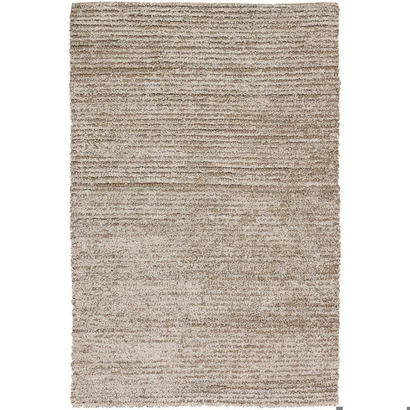 Tapis beige en polyester tissé à la main Castlewood, Beige / Blanc, Rectangle 5 pi x 7 pi 6 po