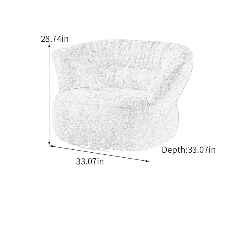 Cozy Swivel Accent Chair with flannelette Fabric, Beige