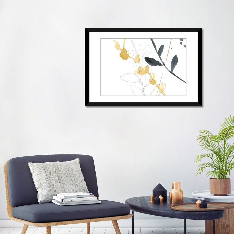 « branch contours vii », impression sur toile, H 16 po x l 24 po x P 1 po, Papier d'art encadré noir, Blanc