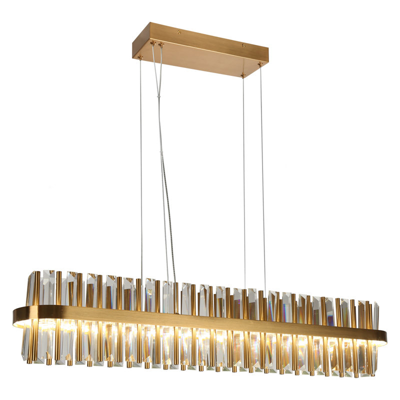 Luminaire suspendu linéaire en cristal à 1 lumière pour îlot de cuisine Josse