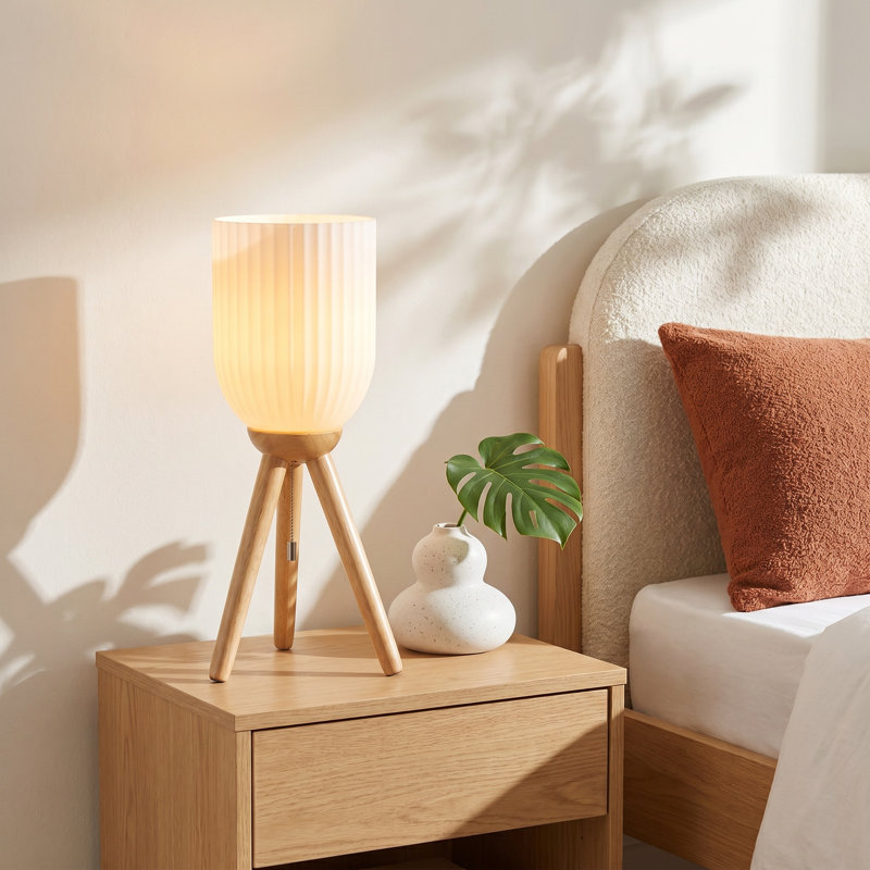 Lapka Solid Wood Tripod Lamp, Natural