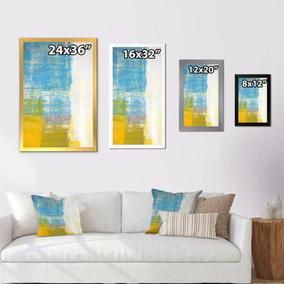Wrought Studio Teal Meets Yellow Abstract Art - Picture Frame Print on ...
