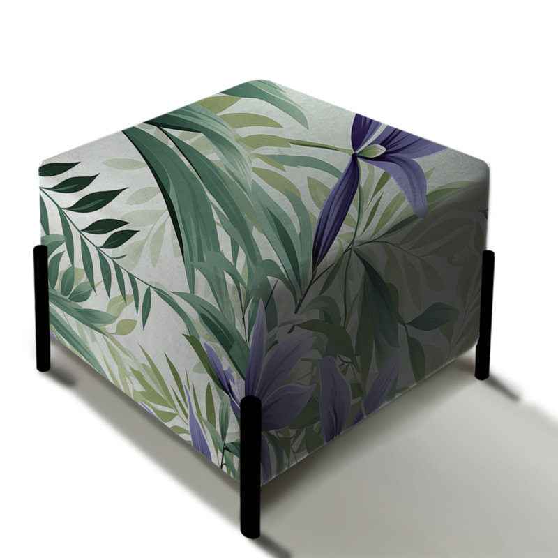 Motif tropical vert sérénade de bambou - repose-pieds carré tropical